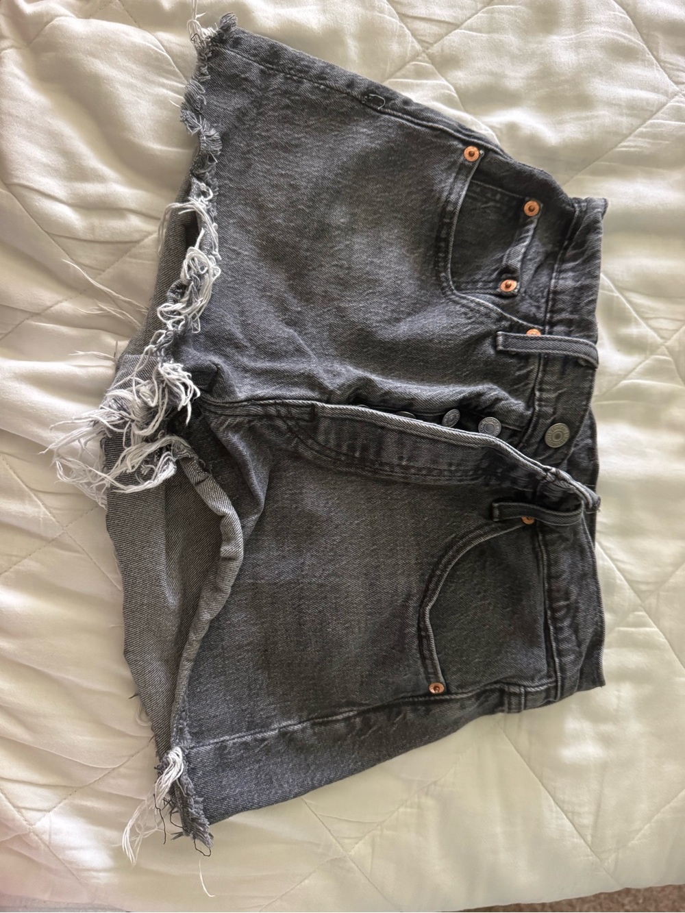 Levi's Black Washed Distressed Denim Cutoff Shorts